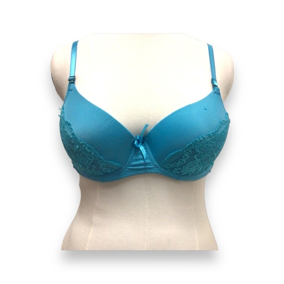 Mamia Women’s 1/2 Lace Front Cup Padded Bra, Blue, size 40C - Picture 2 of 9